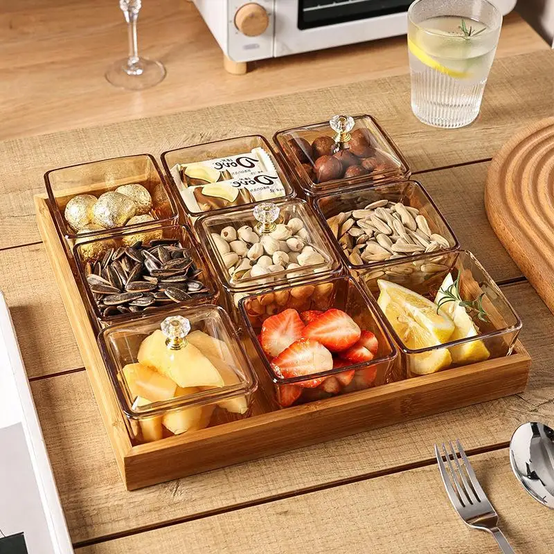 Nordic ins style glass fruit tray, light luxury creative snacks, divided fruit tray