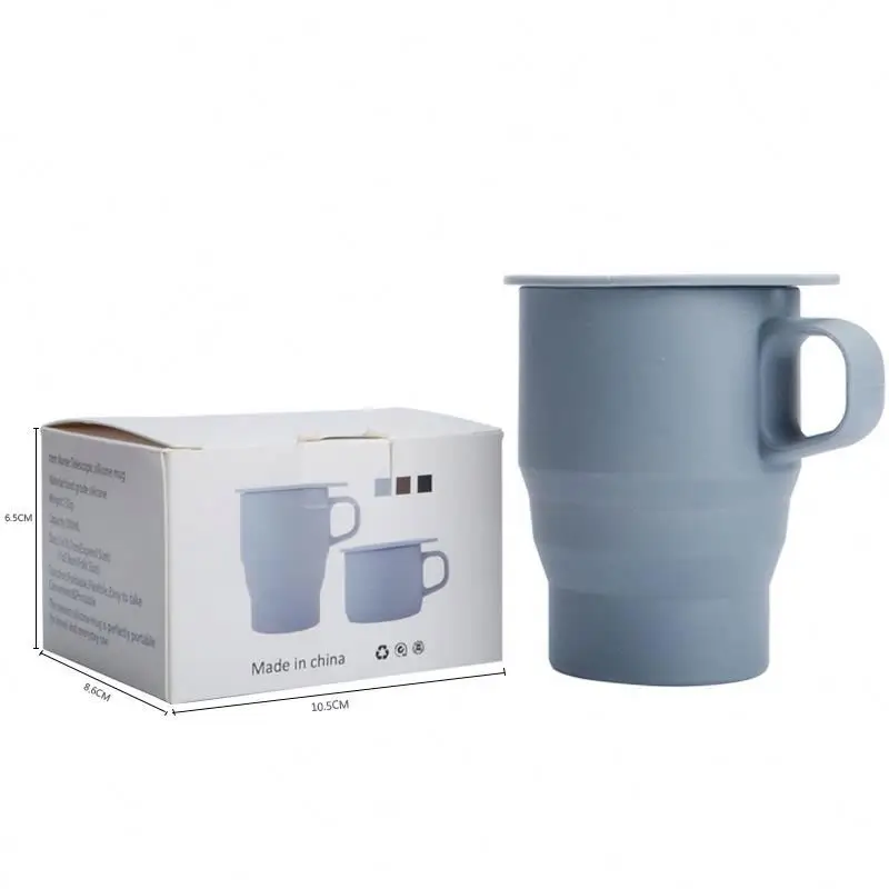 Logo printing custom silicone mug, custom steel enamel folding camping mug, colorful logo printing silicone coffee cup
