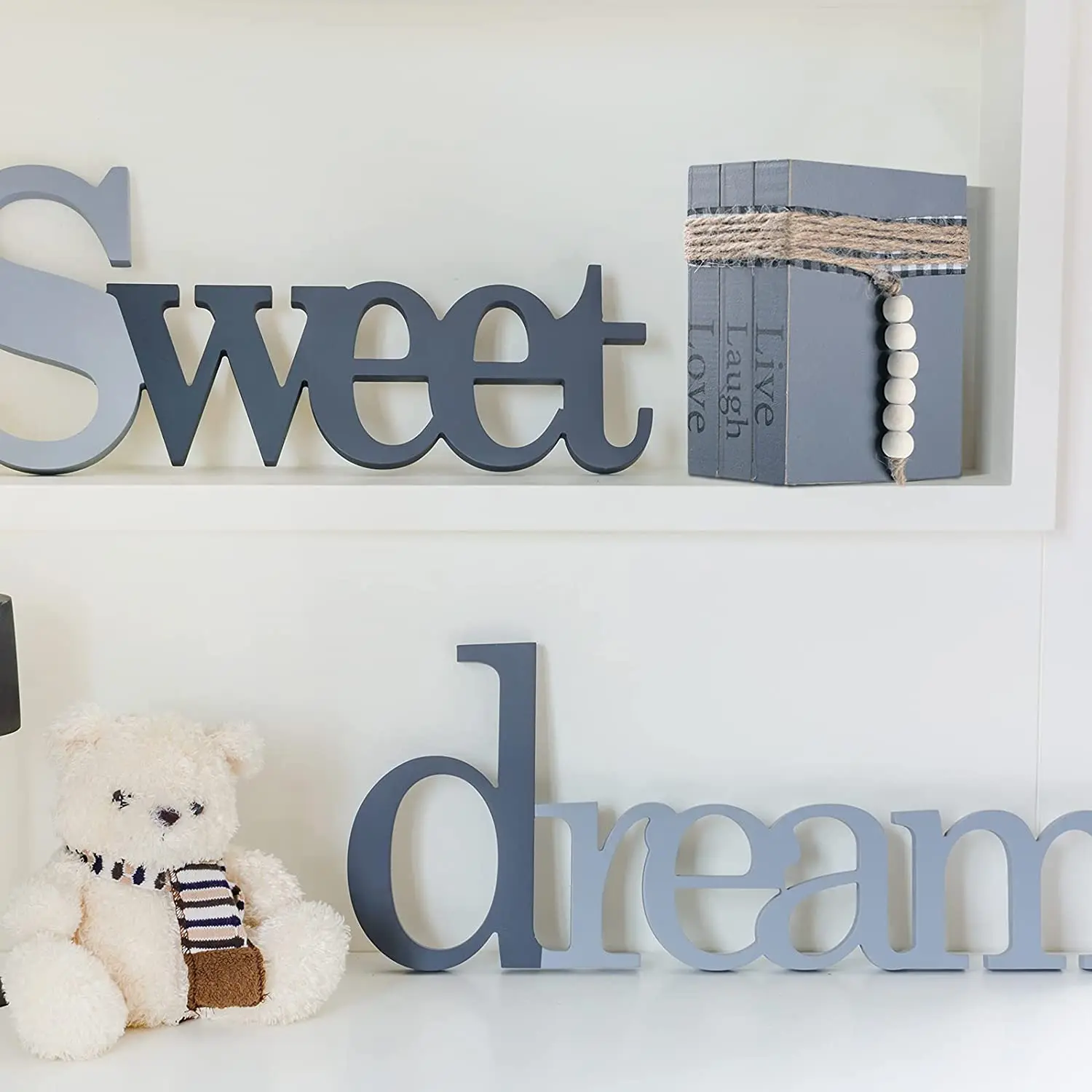 Wood Bead Garland Farmhouse Stacked Decorative Books Wood Block Books