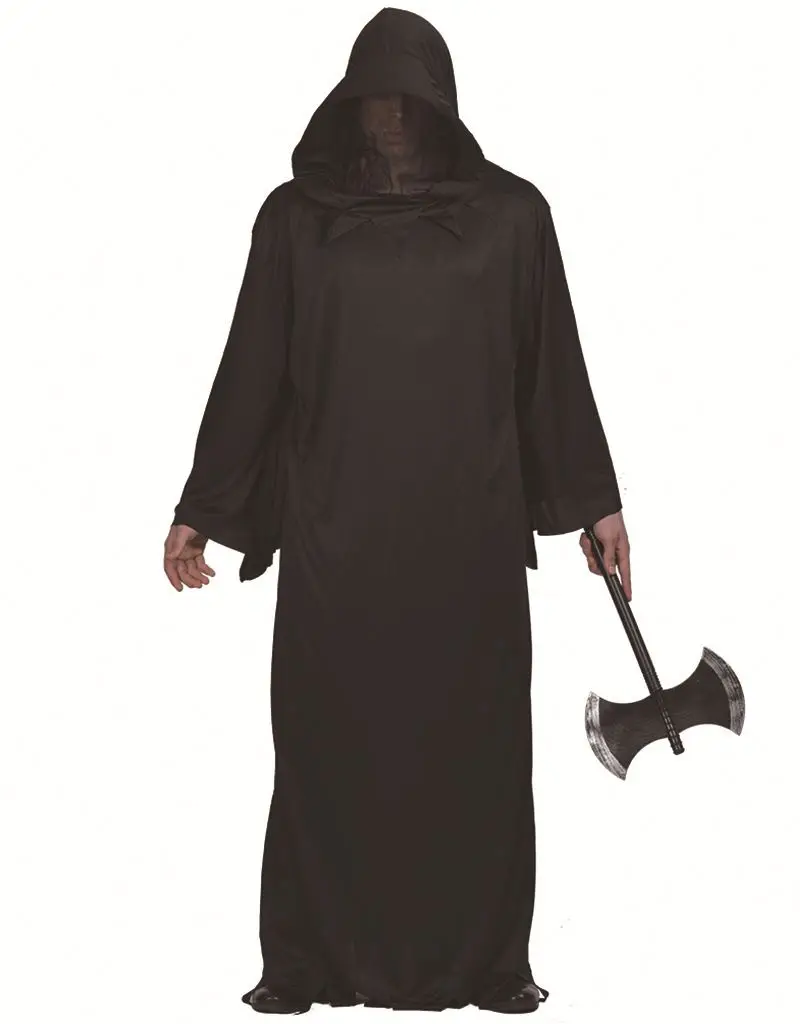 Ready to Ship Black Devil Costume One Size Hooded Robe Halloween Cosplay Costume Robe Cloak Cape