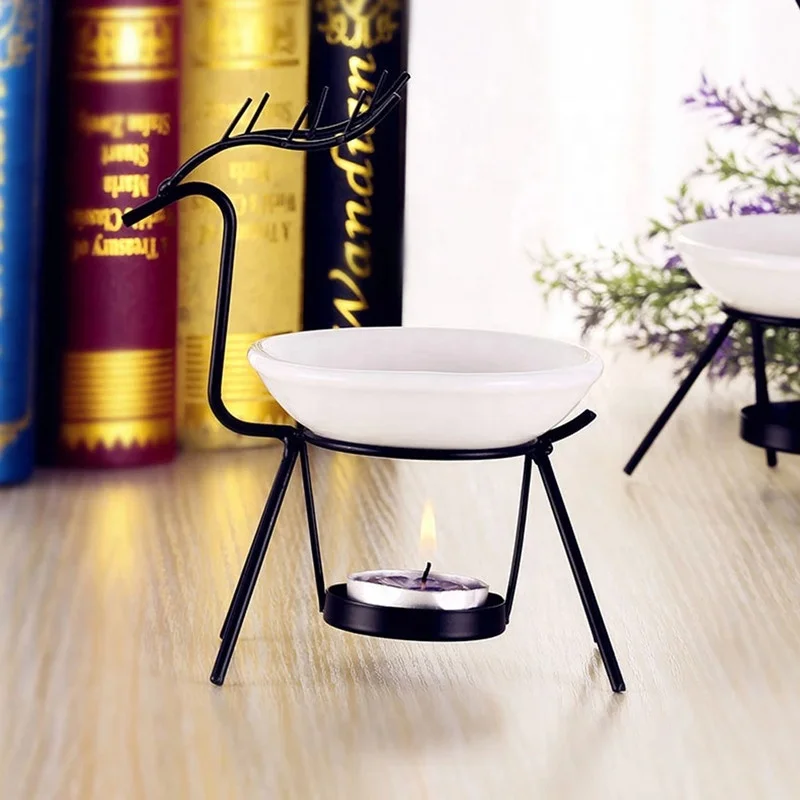 Creative Deer Oil Burner Wax Melt Iron Oil Burner Candle Aromatherapy Oil Lamp Decorations Aroma Furna Living Room Burner
