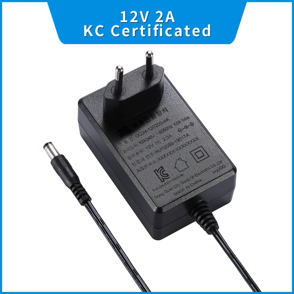 
12V 2A AC/DC Adapter Power Adapter EU KOREA PLUG 100-240V Input for LED/Router/CCTV 12V 2A DC adapter 