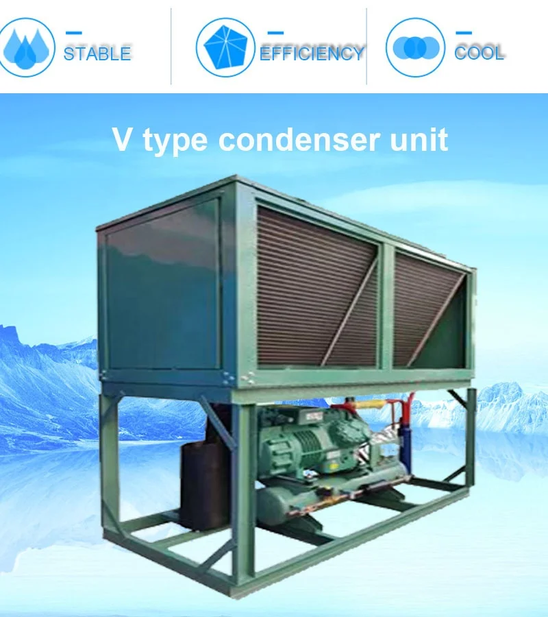 Big Project V Type Condensing Unit Walk In Ultra Low Blast Freezing Unit For Oversea Fish And Seafood