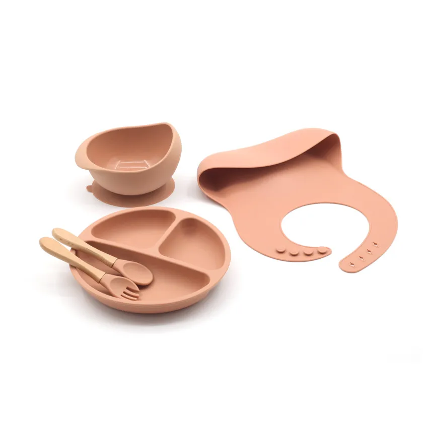 Banana Silicone Baby Plate BPA Free Silicone Bowl Food Grade Silicone Toddler Bib Bowl Set