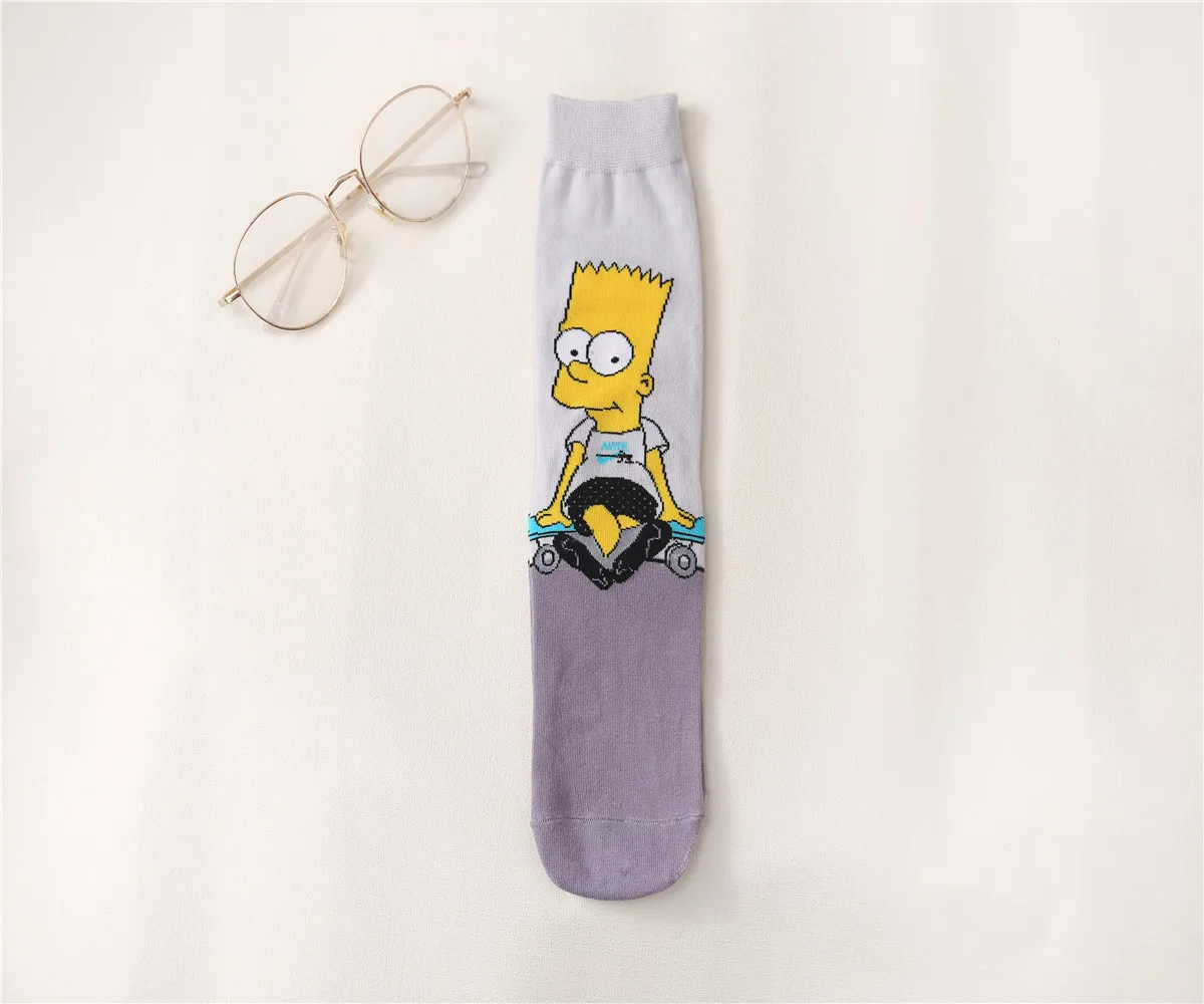 Fashion Cheap Personality Anime characters Cartoon Simpson Middle tube Crew Unisex Floor socks Cotton sports socks