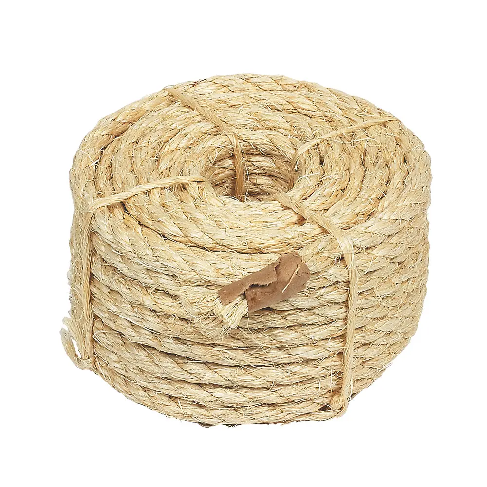 8mm Natural Sisal Rope 3 Strands Twisted Hemp and Fiber Jute Twine for Decorations Coiled 100m Pack