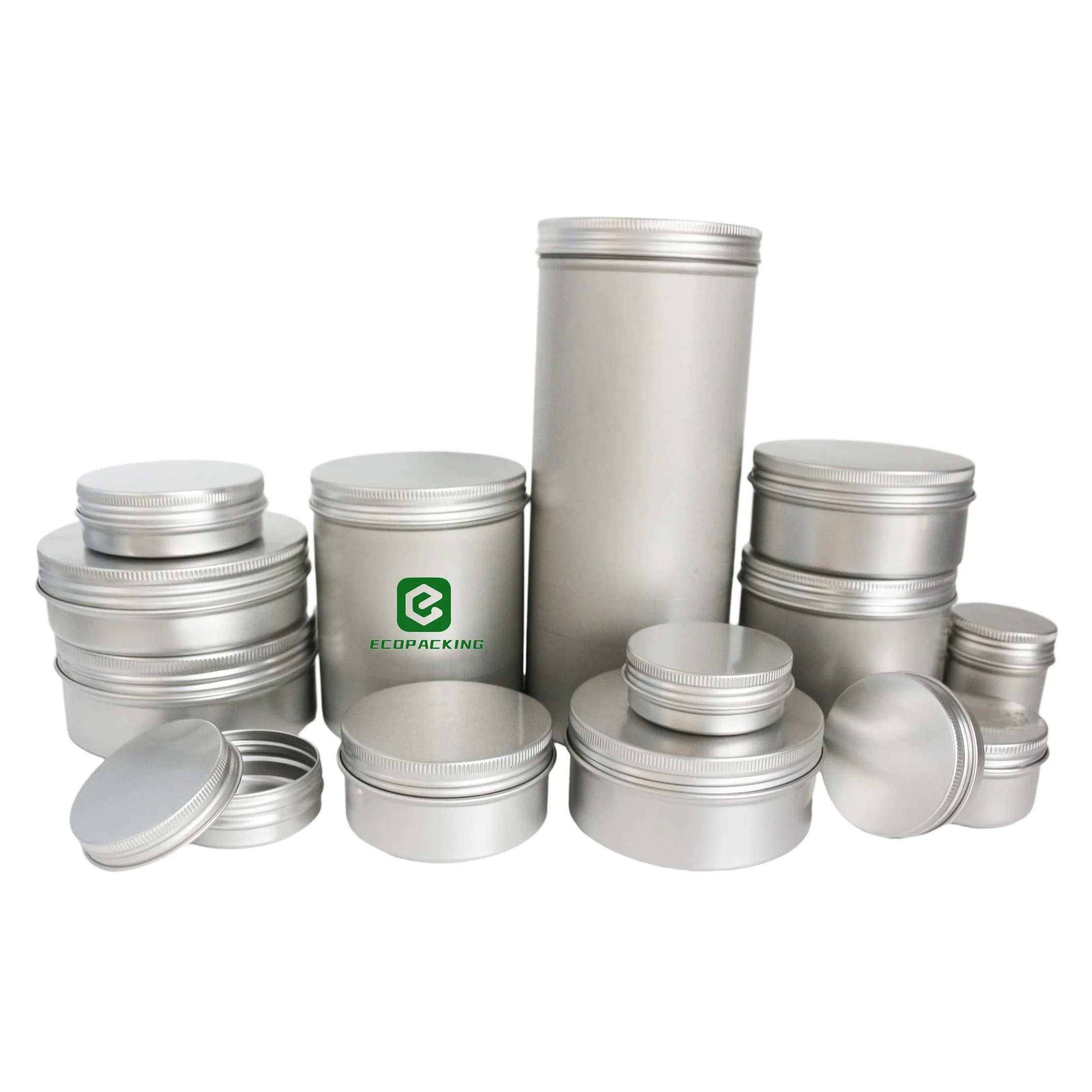 5ml 10ml 15ml 20ml 30ml 50ml 60ml 80ml 100ml 150ml 200ml 250ml 500ml 750ml 1000ml candle wax balm aluminum jar cosmetics cream