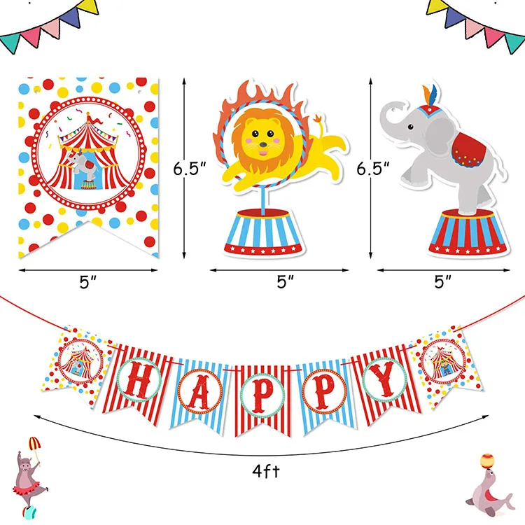Nicro 30 Pcs Birthday Party Baby Shower Clown Fiesta Carnival Circus Party Decorations Supplies