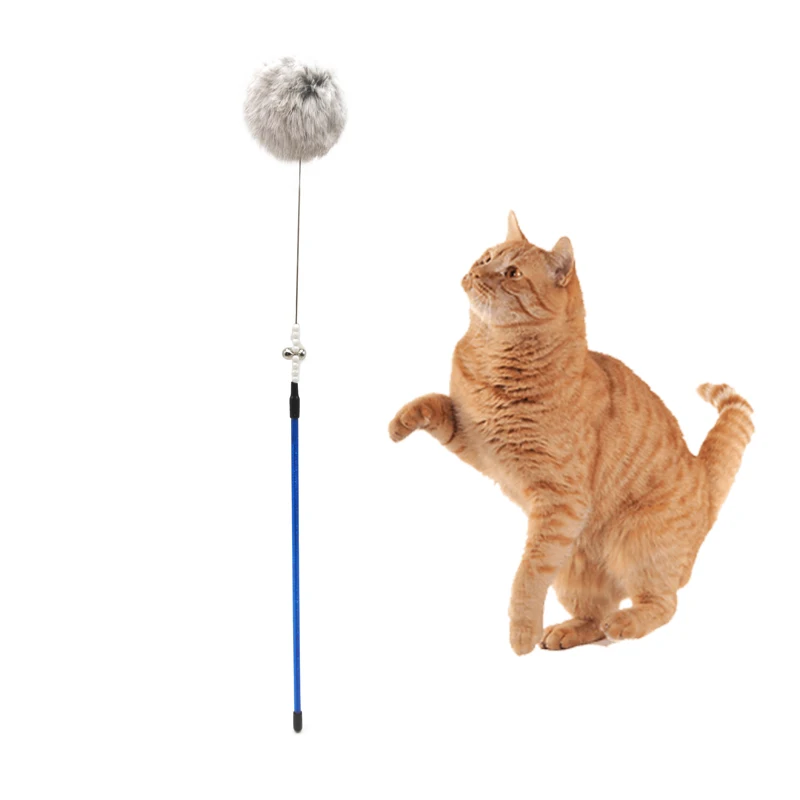 2020 cheap rabbit fur cat charmer wand with small bell