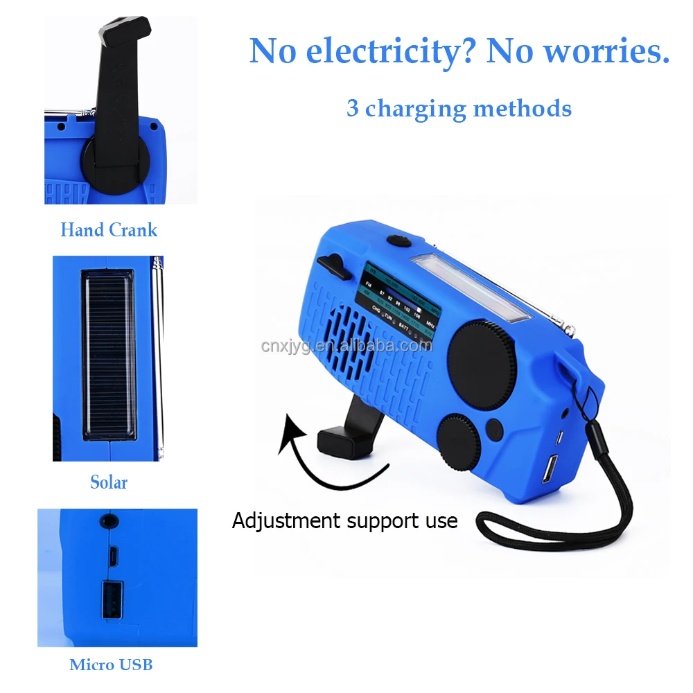 Hand Crank Radio Emergency Solar Weather Radio With Led Flashlight Survival Kit & Headphone jack 3.5m
