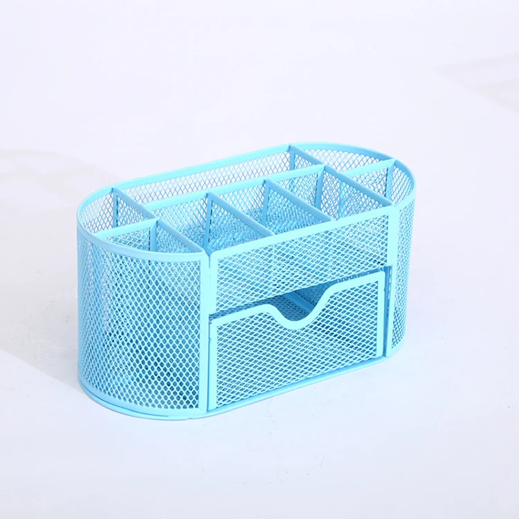 OP Accessories Clear Stationary Holder Gift Box Tidy Aesthetic Eight Compartments & One Drawer Desk Organizer