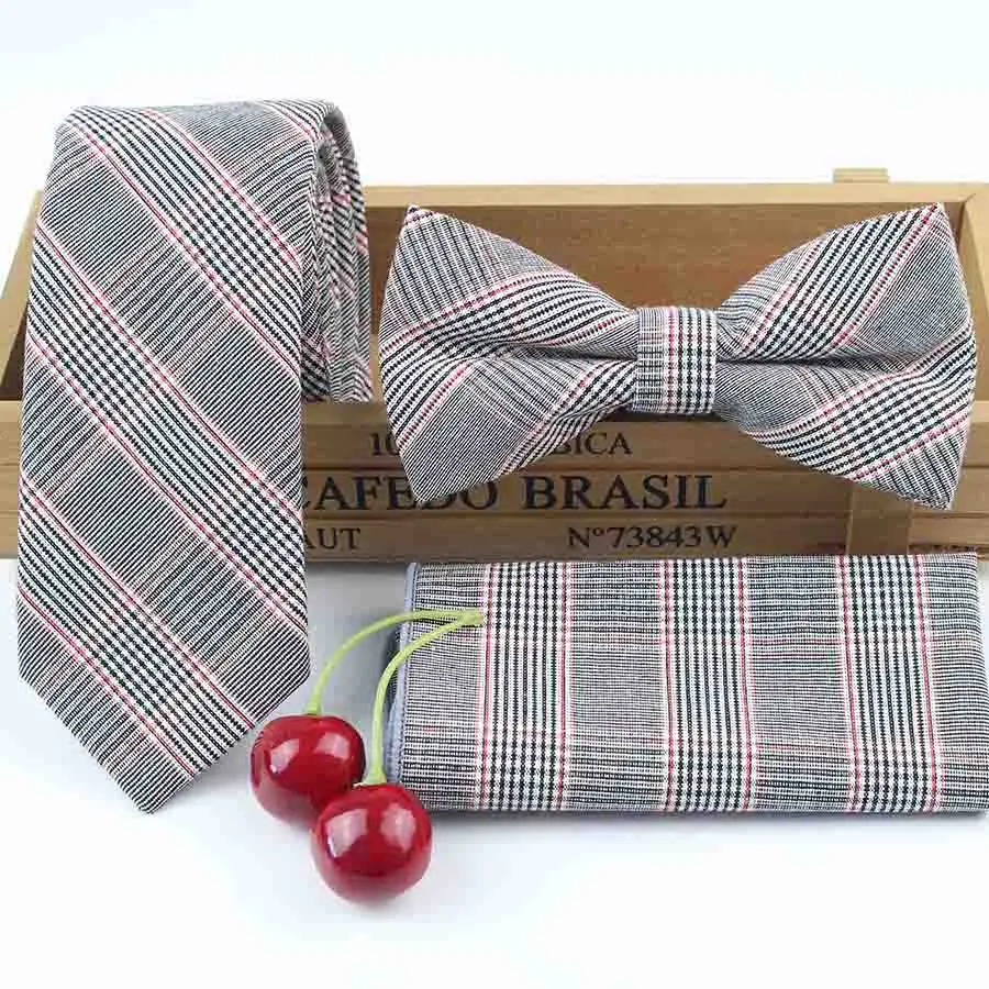 
Mens 100% Cotton Designer Skinny Striped Pocket Square Handkerchief Butterfly Bow Tie Ties Set Lots 