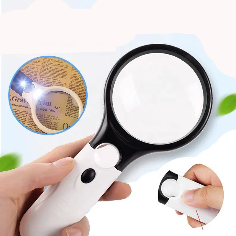 Hot 3X/45X Lighted Magnifier handheld Magnifying Glass with Light