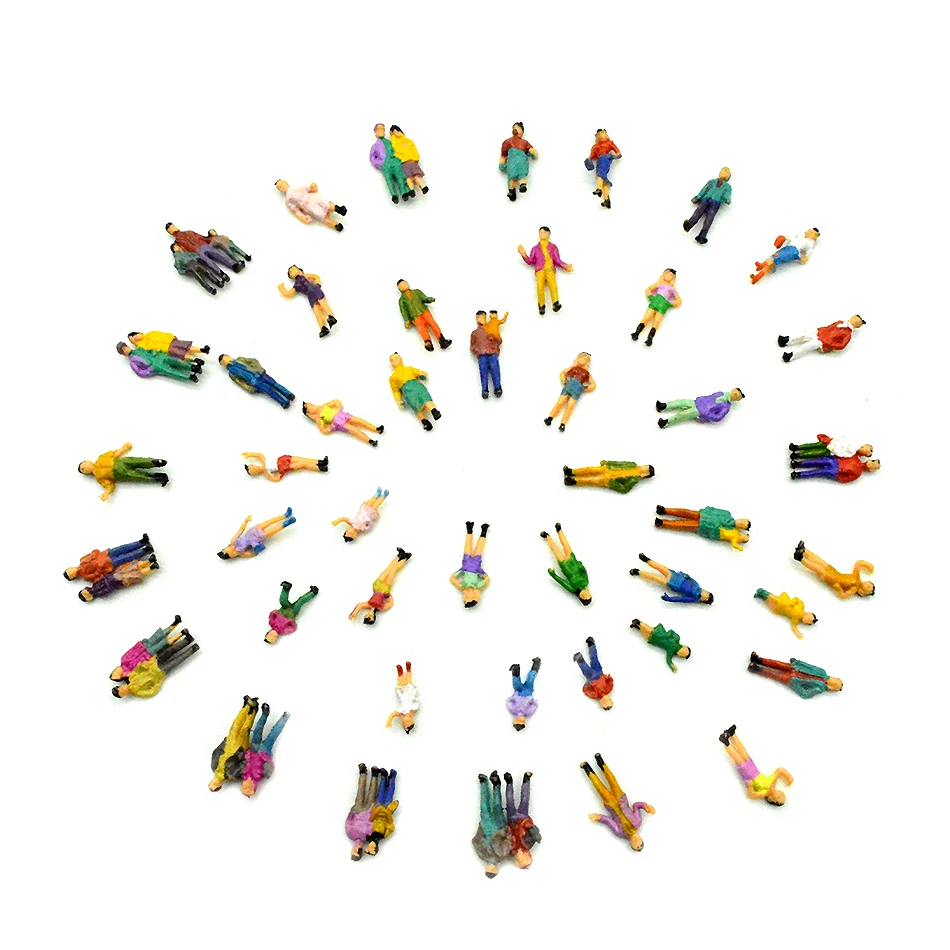 
50pcs HO scale plastic painted figures 1:87 model passager people architectural building materials standing figures 