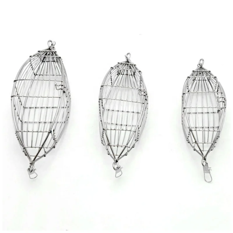 5 Sizes metal fishing bait cage Olive type stainless steel bait feeder Fishing gear accessories