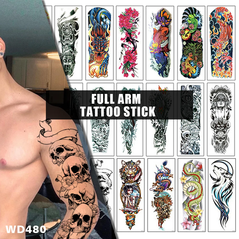 WD01-20 оптовая продажа tatuajes водонепроницаемый нетоксичный и экологически безопасных полные руки татуировки tatouage стикеры