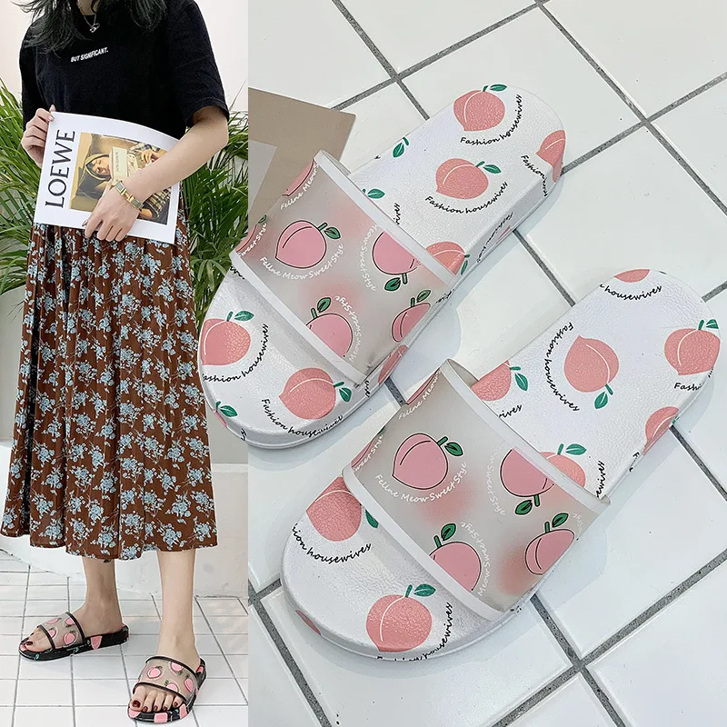 New fruit slippers women summer fashion cute beach shoes cartoon sandals wholesale
