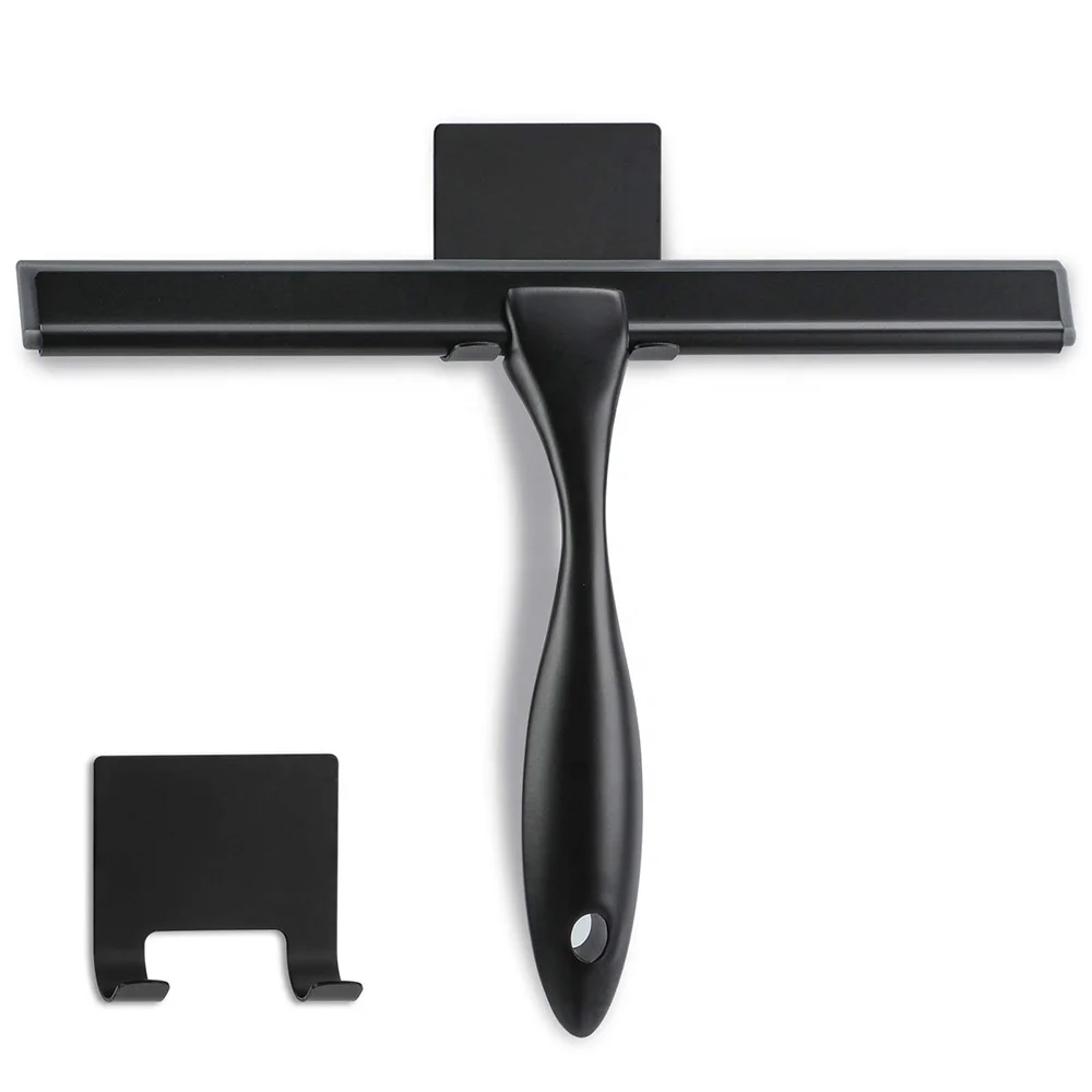 Luxury stainless steel kitchen bathroom glass squeegee wiper blade window cleaning squeegee black silicone shower squeegee
