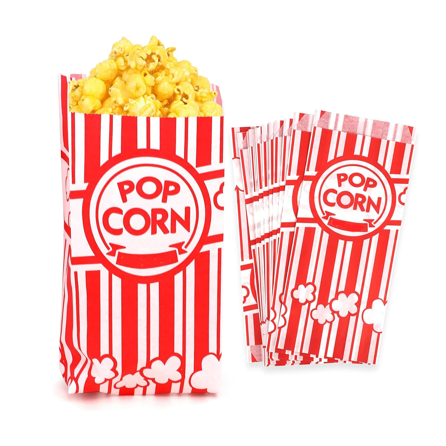 Cheap Theater Movie Birthday Party Snack Reusable Paper Red Striped Greaseproof Microwave Popcorn Bags