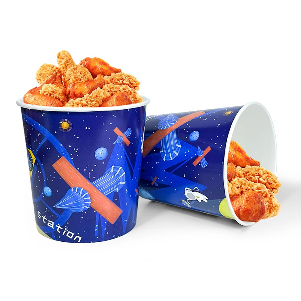 ZJPACK disposable paper cups for popcorn fried chicken paper buckets cup for food packing with lid kfc paper bowl bucket