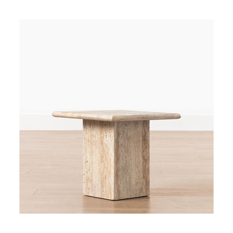 Newstar Hot Sale Natural Limestone Marble Stone Travertine Side Table Plinth End Table