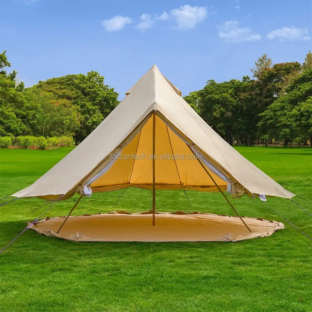 Custom Canvas Bell Tent Wall Teepee Yurt Glamping Tent Outdoor Heavy Duty Canvas Warm Tent