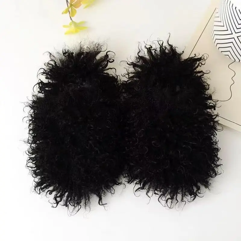 2023 Hot Selling New Arrivals Plush Slides Fuzzy Mongolian Sheepskin Ladies Fluffy Indoor Home Fashion Fur Slippers For Women