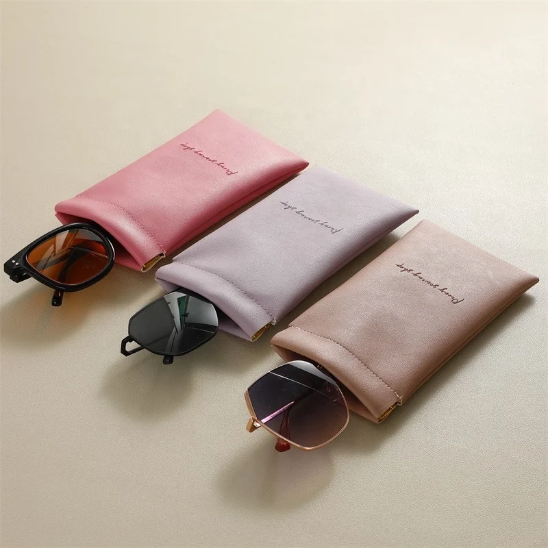 Custom Logo Glasses Pouch Bag Sunglasses Case Leather Pouch Glasses Packaging Bag