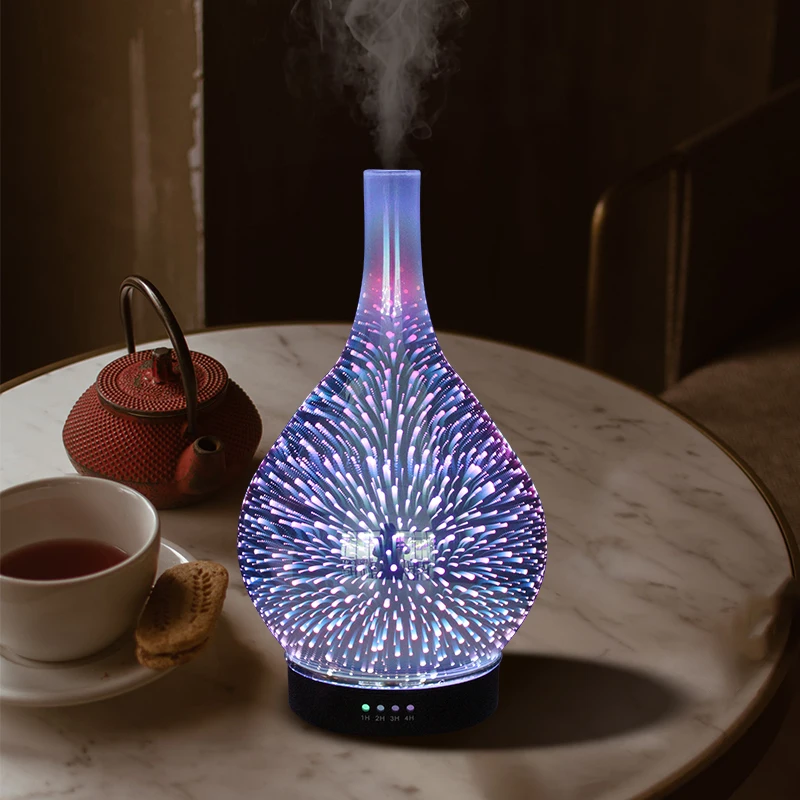 Aromatherapy Machine Electric 3D Projection Firework Baby Humidifier Glass Essential Oil Aroma Lamp Diffuser