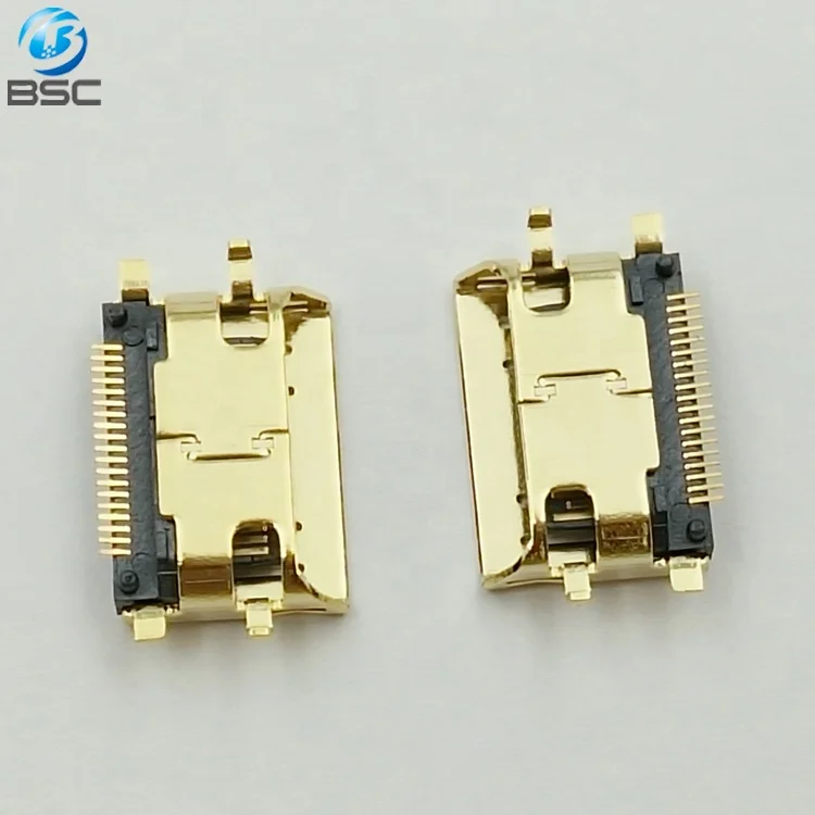 SMT Receptacle Mini HD-MI Type C Female Connector  19P with Inclined Angle Port Beleved Port for Tablet PC