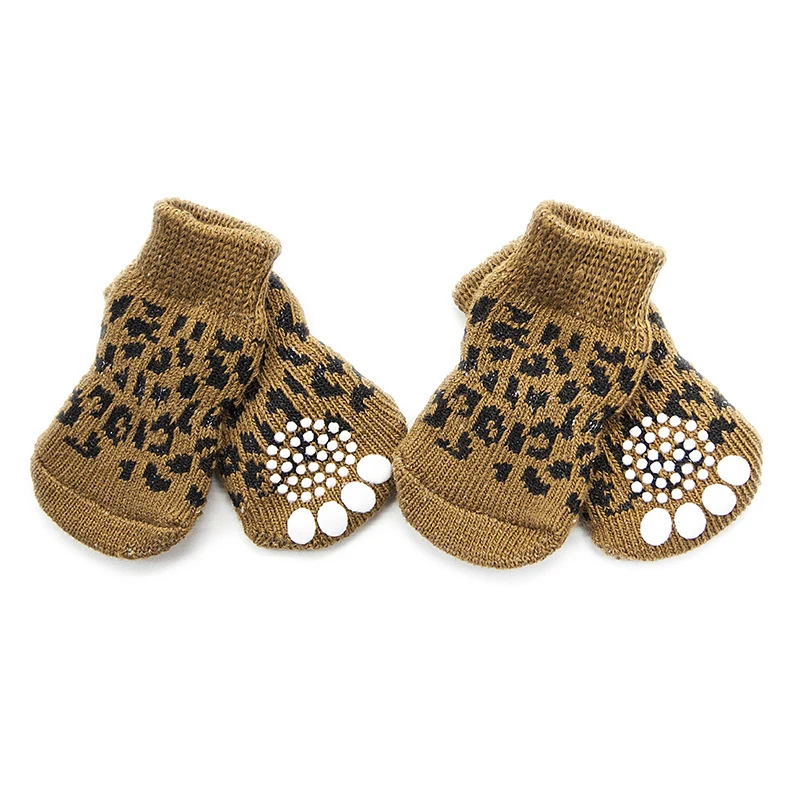 fashion soft pet clothing accessories indoor outdoor protector non slip knit puppy dog cat socks with popular paw printing