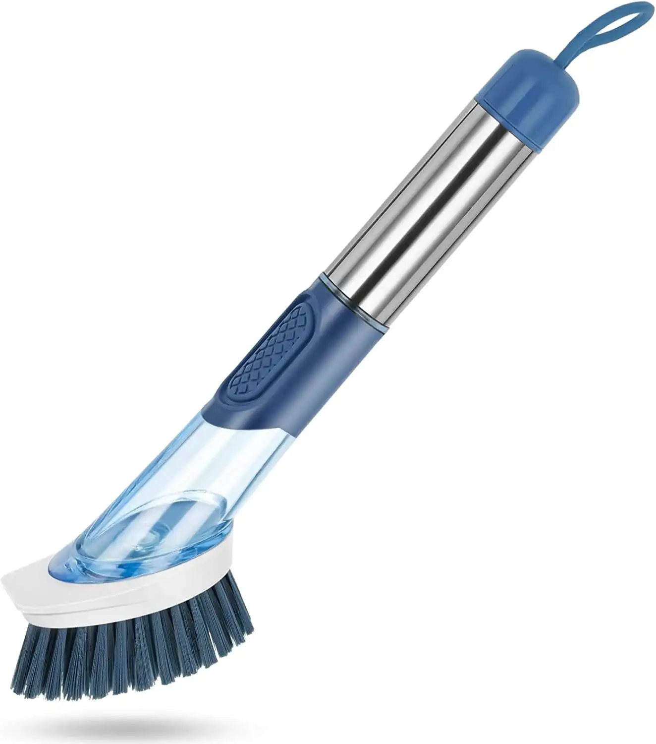 Factory Direct Kitchen washing pot and dishes soap dispensing dish brush with stainless steel handle