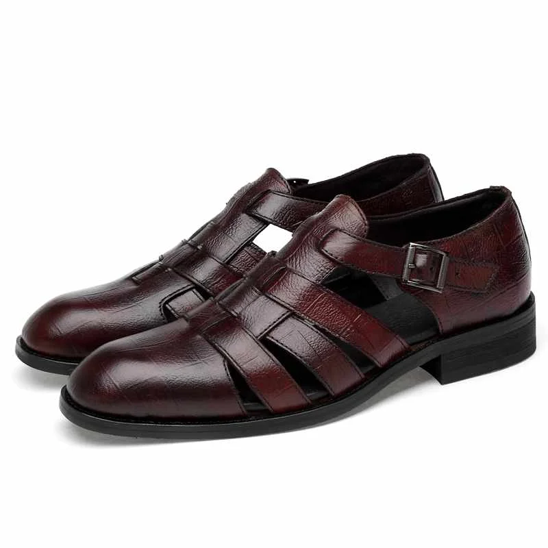 Hot-selling Cow Genuine Leather Dress Shoes Comfortable Platform Sandals Men Handmade Leather Sandals