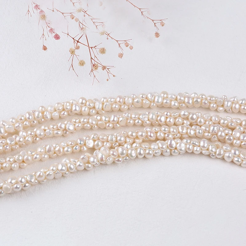 6-8mm White Baroque Freshwater Pearls Beads Strand Wholesale For Jewelry Making