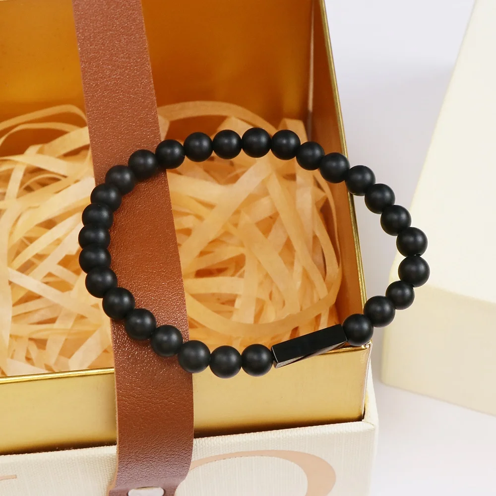 2022 high quality custom jewelry black wrist beads onyx bracelet adjustable