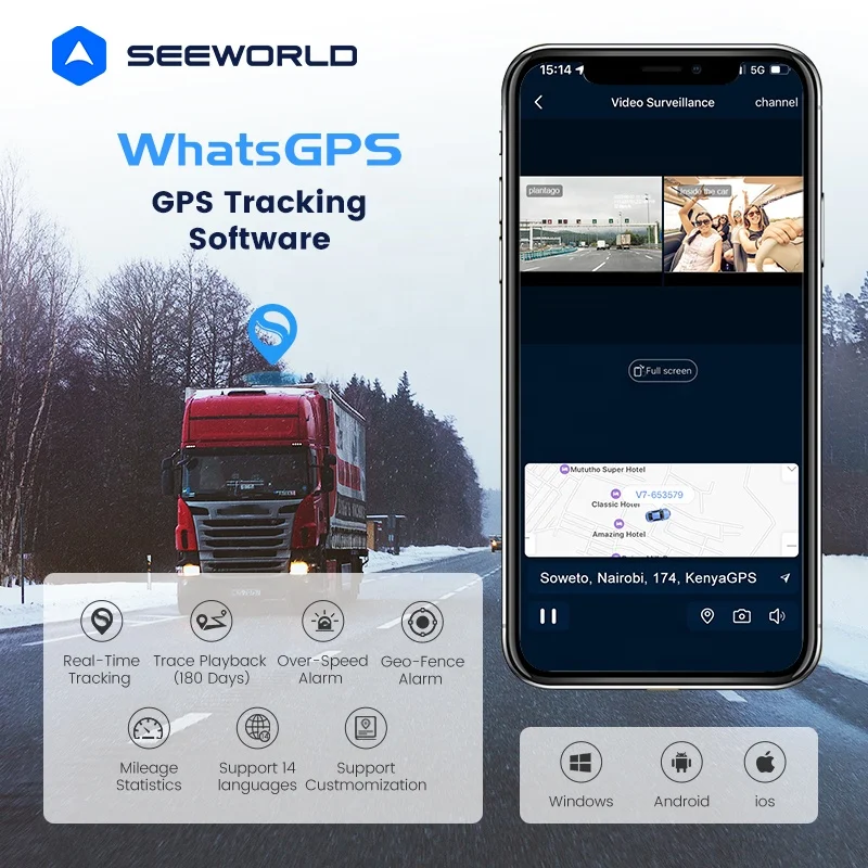 Vehicle Truck Fleet Dash Cam with GPS Tracking System 4G LTE Car 1080P DVR Video Recording Support ACC Detection