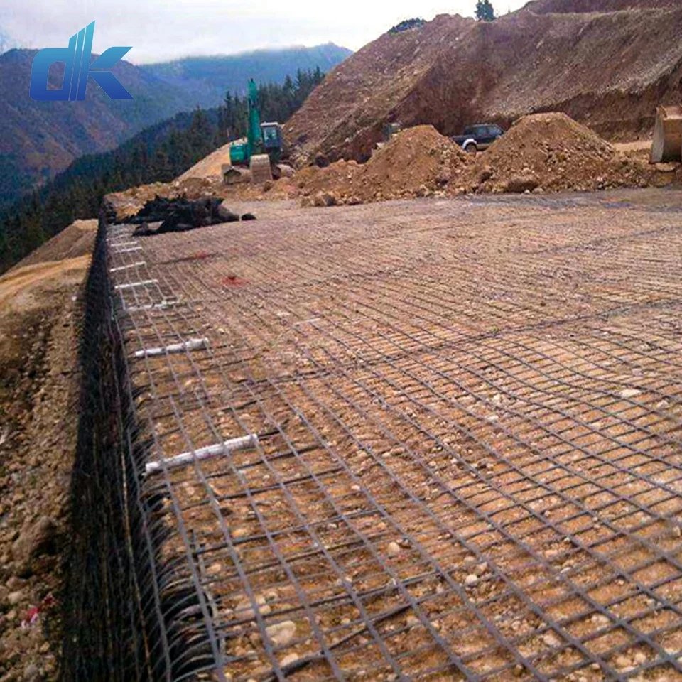 Dingkun high tensile basalt fiber mesh geogrid fiberglass geogrid coated bitumen 100-100kn/m geogrid