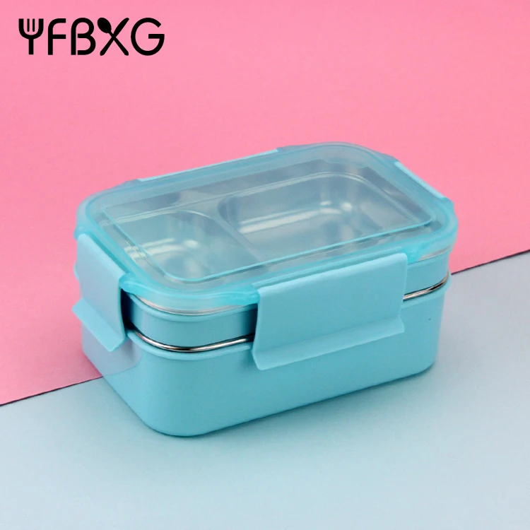 metal thermal food containers boxes stainless steel lunch box bento partition leak proof compartment
