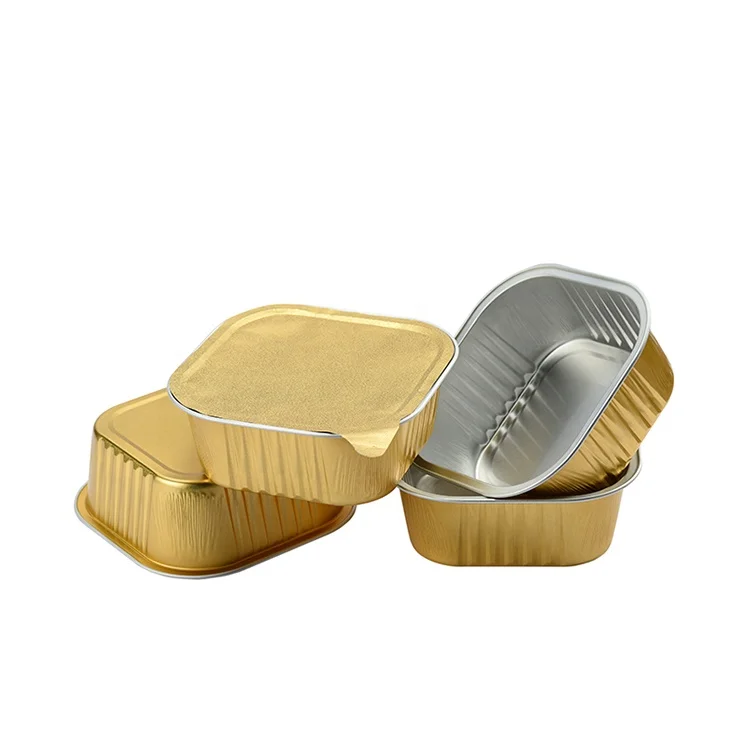square yogurt cup pudding muffin cake cheese snack lunch supper dinner picnic tiny aluminum container foil food tray with lids