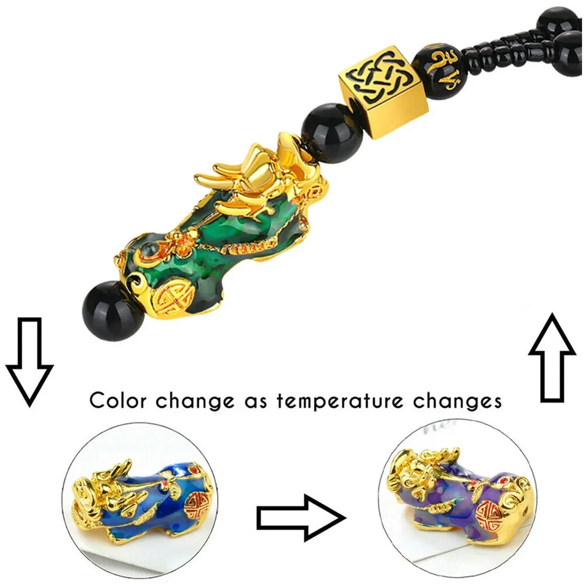 Pixiu Pendant Lucky Necklaces For Women Men Stone Beaded Chain Vintage Mascot Chinese Fengshui Necklace