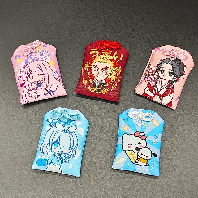 Embroidered Japanese Omamori Charm Amulet Hanging Sachet Lucky Charms Blessing Bag Pendant for Car