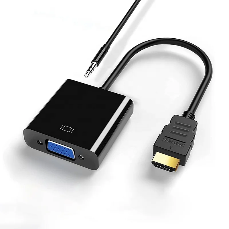 Xput Video Adapter HDMI Male To VGA Female Converter Adapter Adaptor Cable With 3.5MM Audio Aux Jack Cable Cord