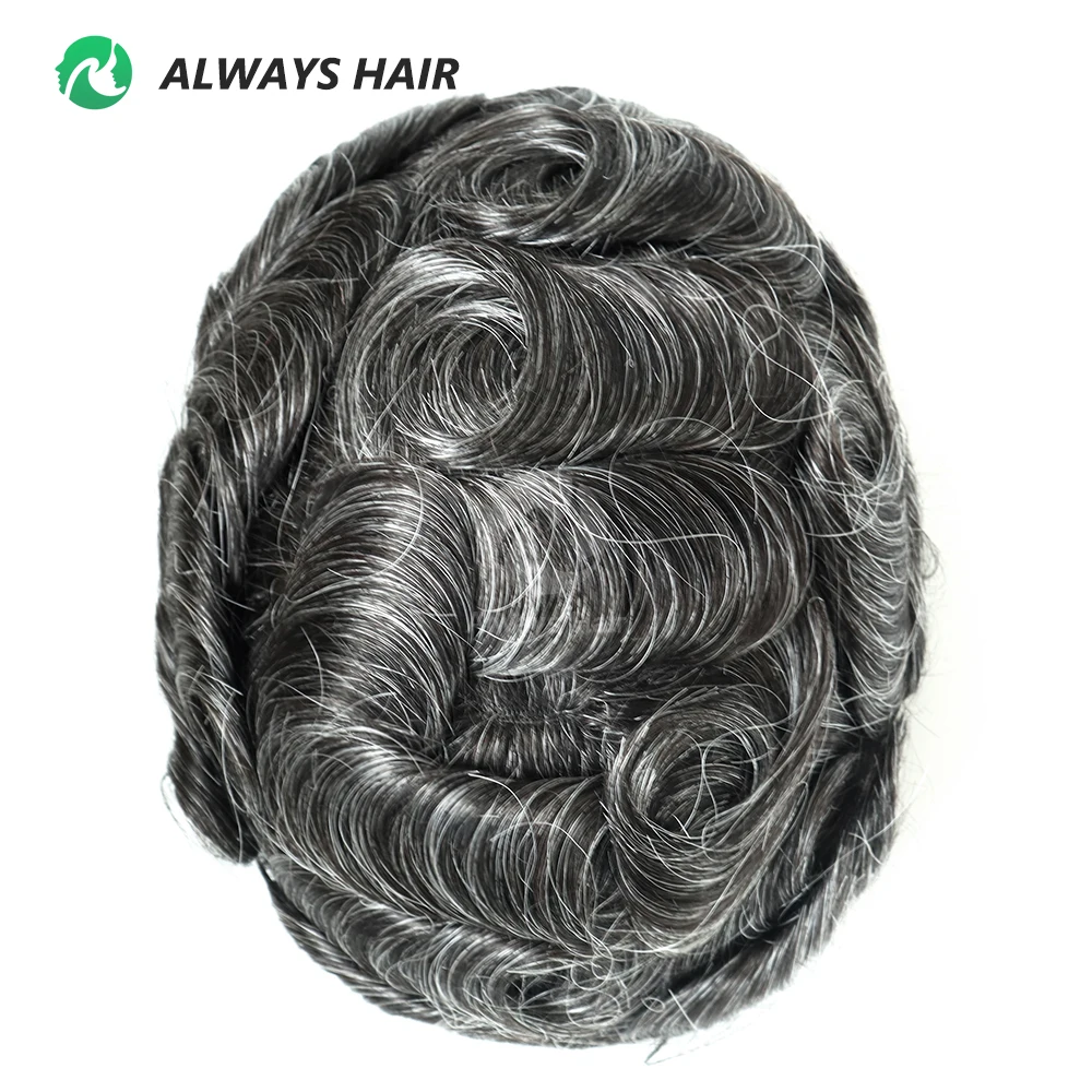 Q6 - 8 Size French Lace and PU Indian Human Hair Prosthesis Men Toupee