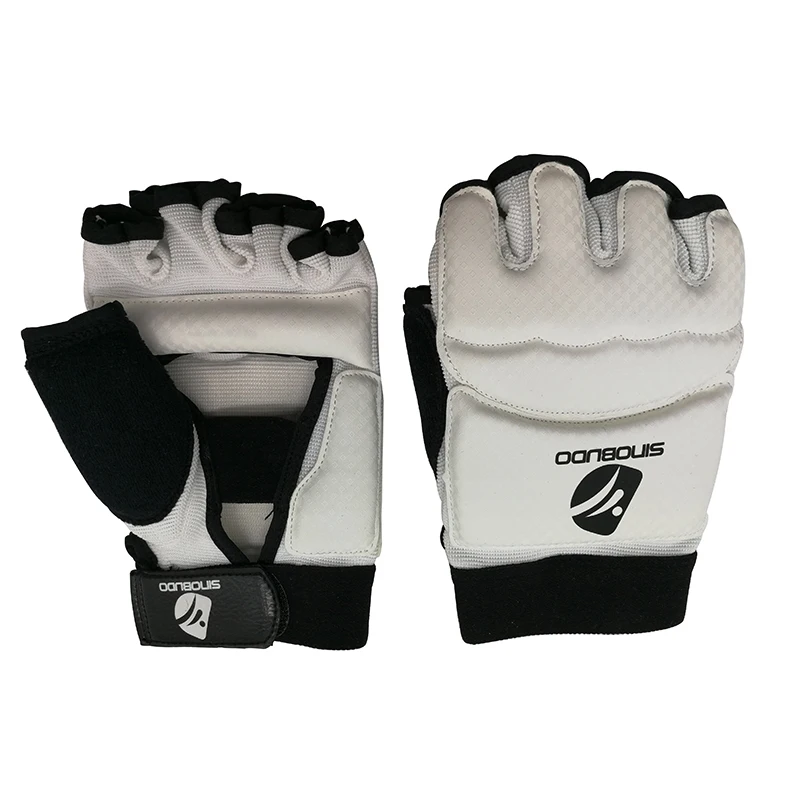 Martial arts training equipment PU leather white taekwondo hand gloves whit cheaper price