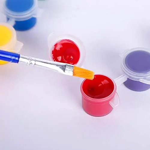 Customized 12 Colors Mini Cheap Acrylic Paint Pots Set with Brush for Children Kids Painting
