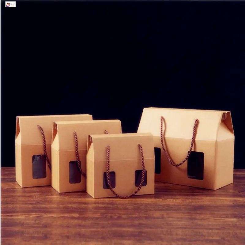 Custom buy food lightweight foldable paper boxes brown kraft paper box yiwu