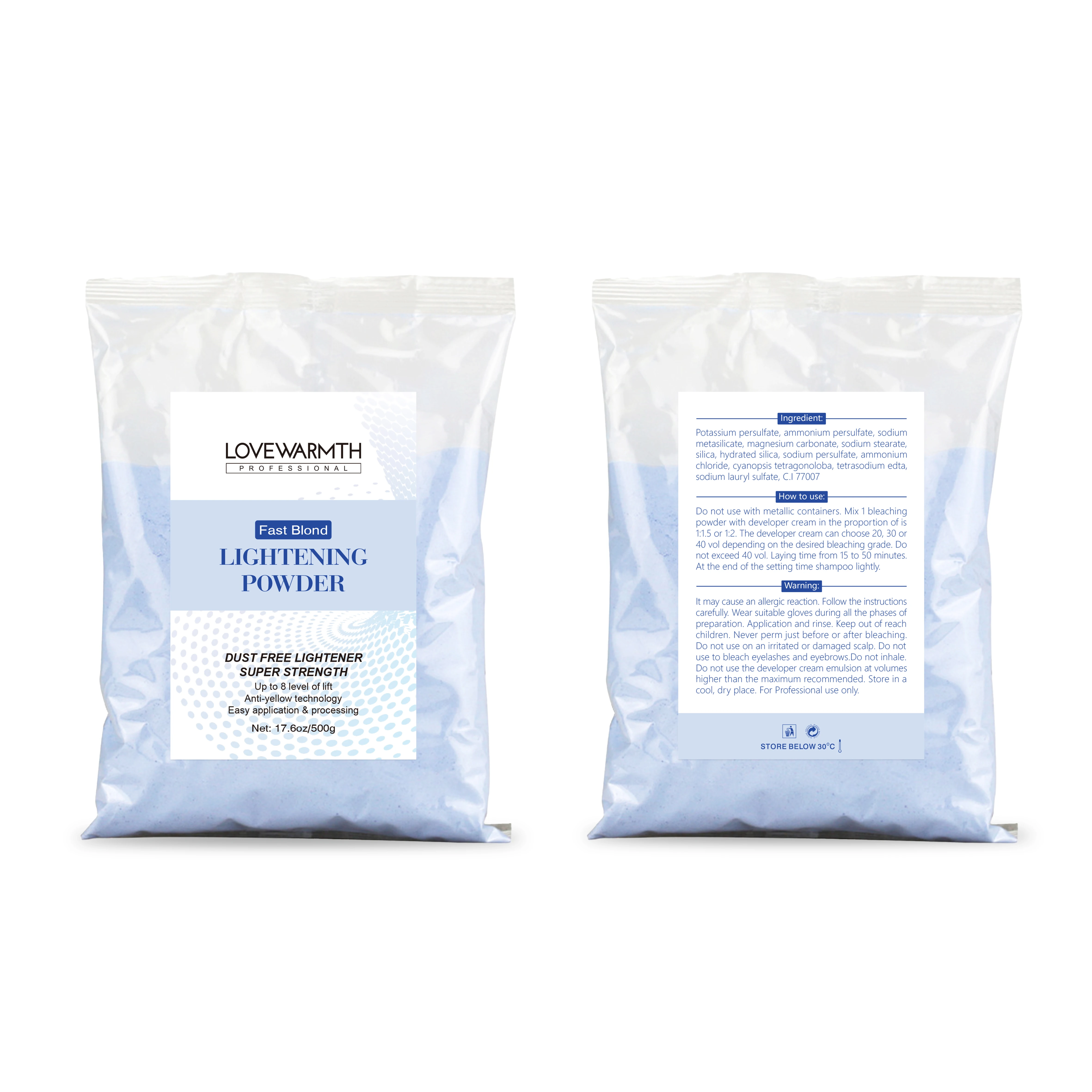 High quality permanent hair dye color peroxide cream hair bleaching powder with black / blue / white color