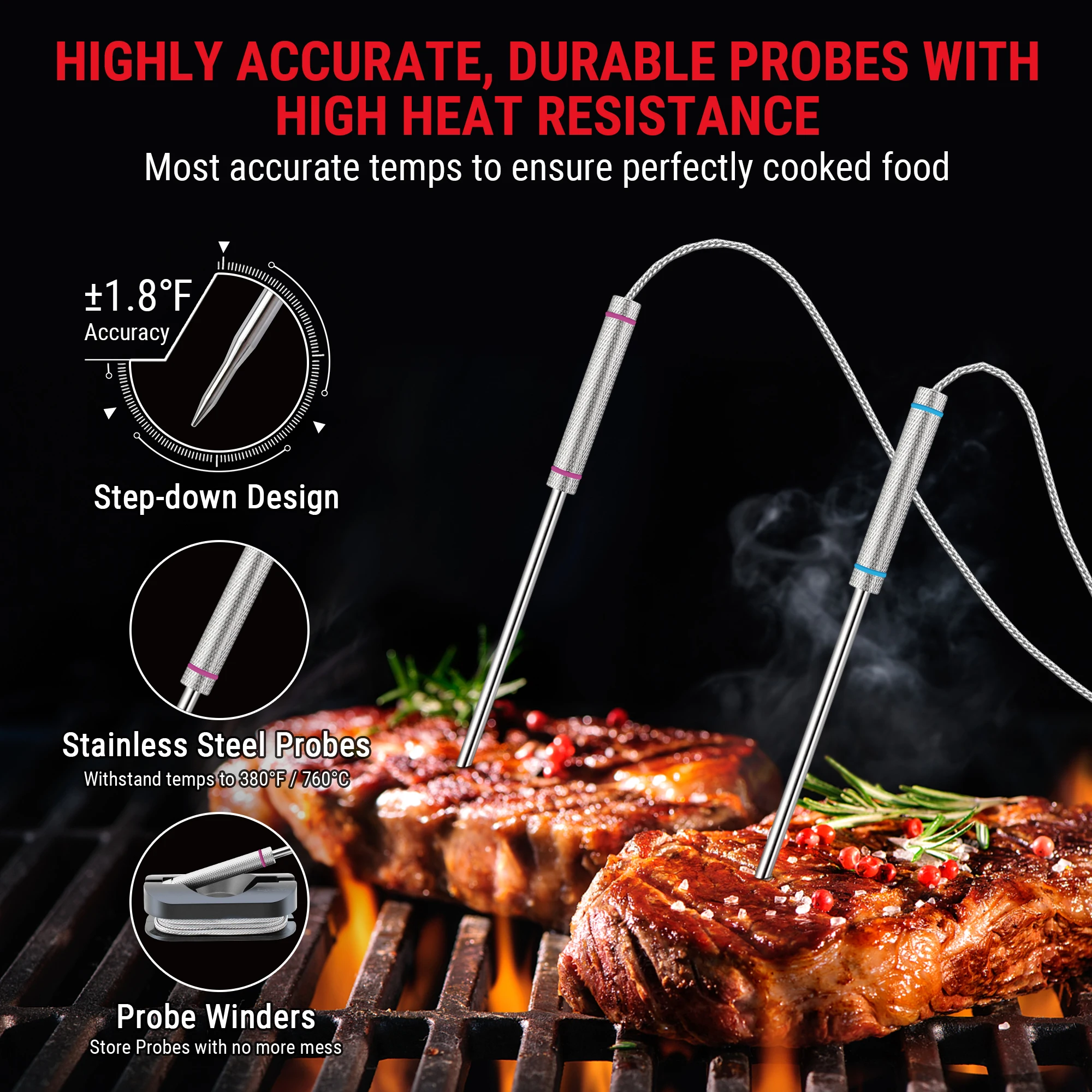 ThermoPro TP-29 150M Digital Meat Cooking Wireless Kitchen Thermometer with 4