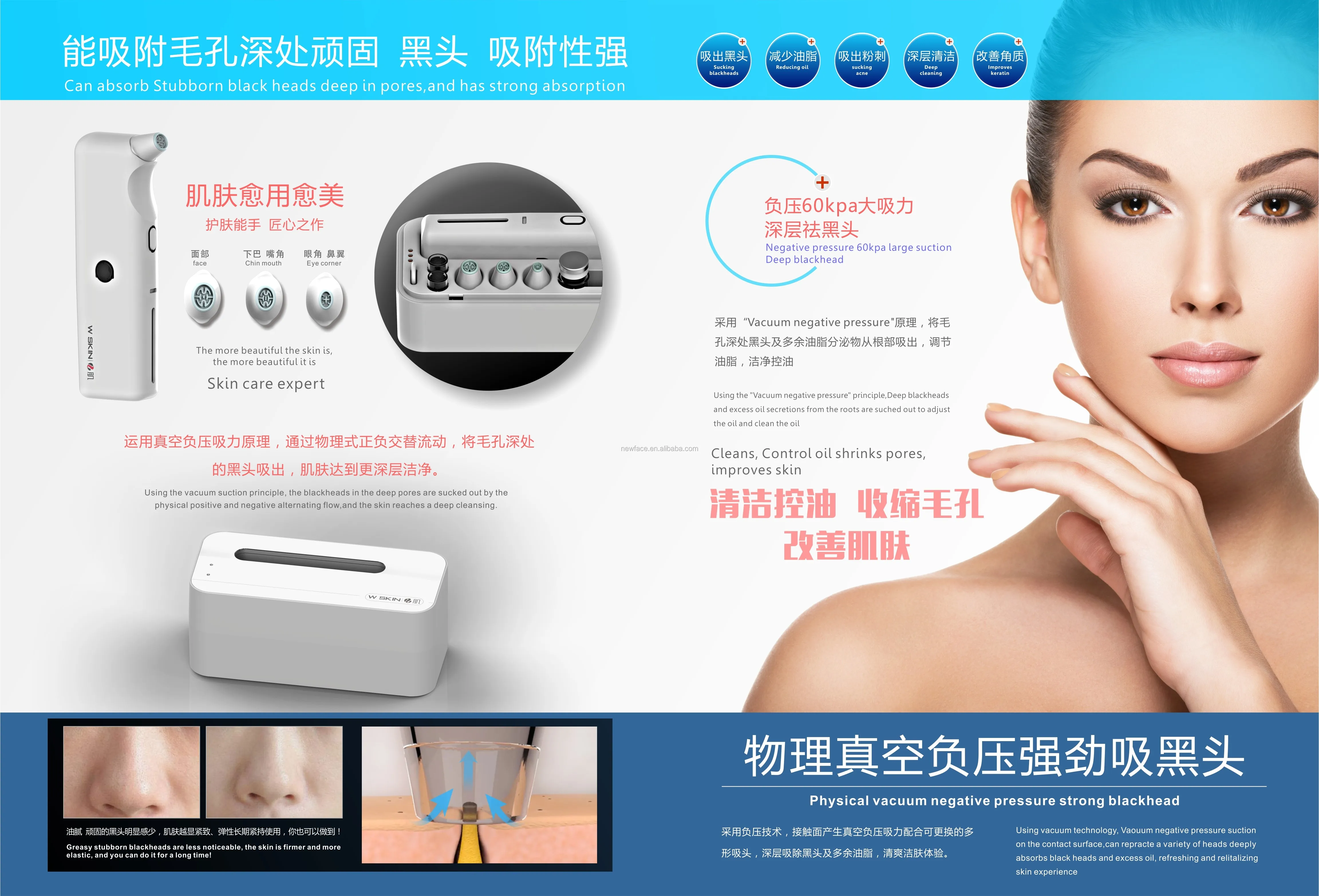 NV-W100 Китай рынок новые мини гидро лица дермабразия дропшиппинг USB зарядка 4 головки для удаления угрей