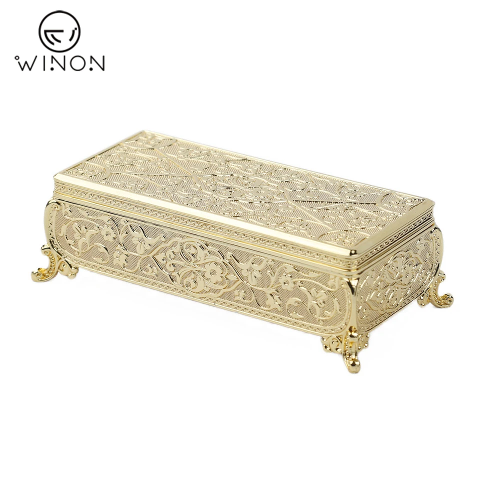 Wholesale Rectangle Big Size Turkish Flower Storage Jewelry Box Chocolate and Candy Box Cash Box